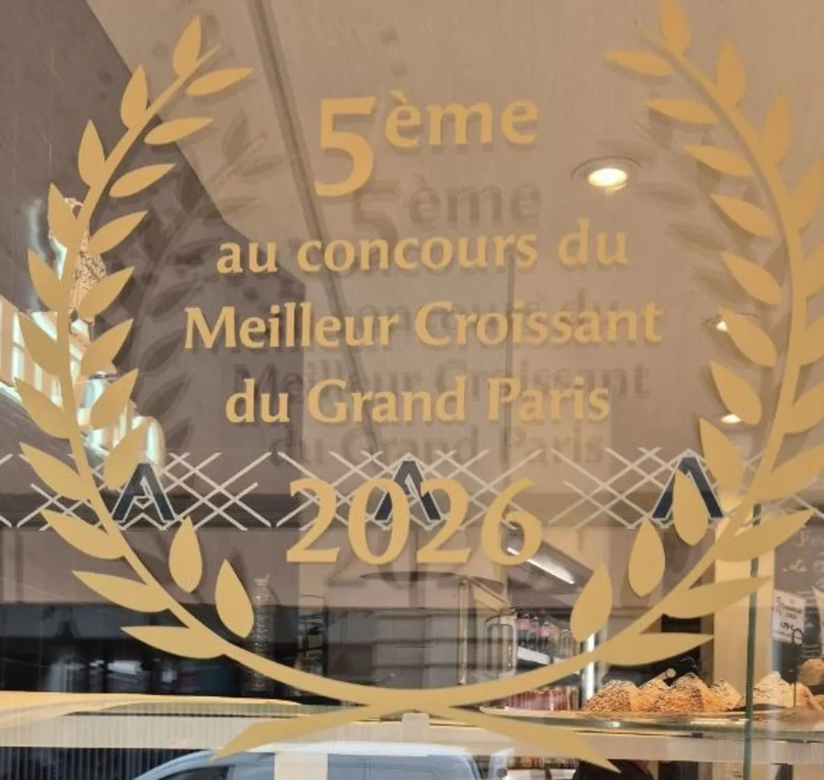 Vitrophanie 5e prix du Concours du meilleur croissant du Grand Paris 2026, boulangerie Chez Flo Paris 13e